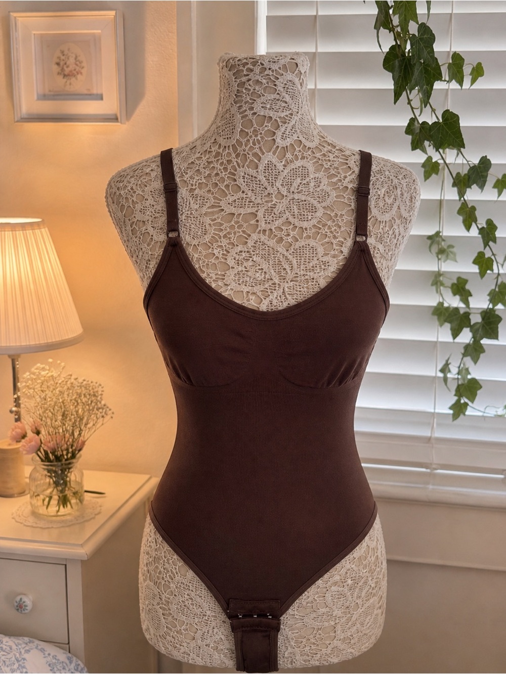 Women’s Brown Shaping Bodysuit with Adjustable Straps